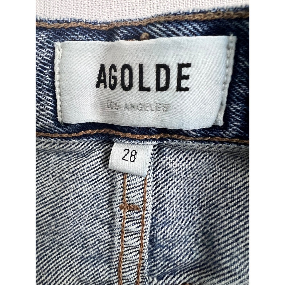 AGOLDE Denim Shorts Womens 28 Blue Excellent Raw Hem Button Fly High Rise - Picture 5 of 10